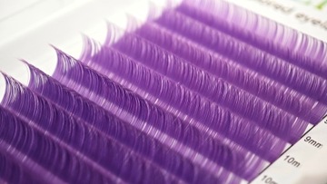 Ресницы цветные 8-13мм, изгиб D, 12 полосок ФИОЛЕТОВЫЕ.
