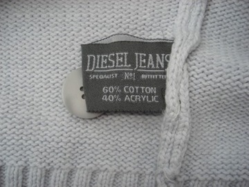 DIESEL JEANS Szary Kardigan z Naszywką r M/L