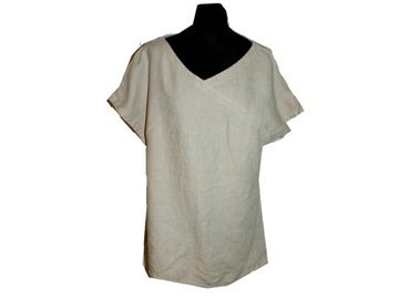 Clemente plus size 100% len lniana bluzka damska minimal beż natura 46 48