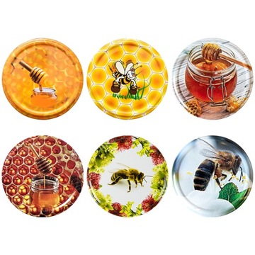 48x банка 900 мл ПЧЕЛИНЫЕ СОТЫ с крышкой fi82 для банки МЕД 0,9л