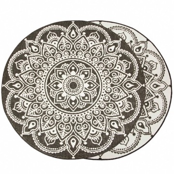 śr. 160 cm DWUSTRONNY ZEWNĘTRZNY TRWAŁY OKRĄGŁY DYWAN BOHO ROZETA MANDALA