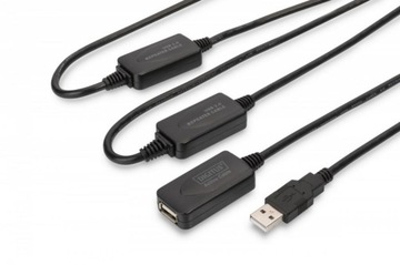 Кабель-удлинитель USB 2.0 A-A, 25 м, активный Digitus