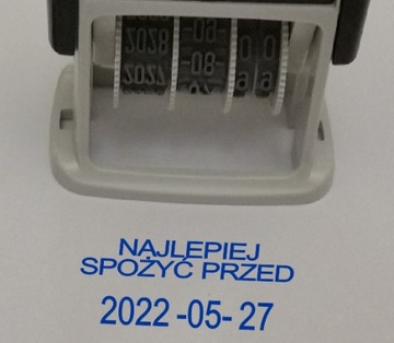 NAJLEPIEJ SPOŻYĆ PRZED - mały datownik z tekstem