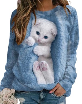 BLUZA BLUZKA KOSZULKA DAMSKA 3D KOTA KOTEM KOTL