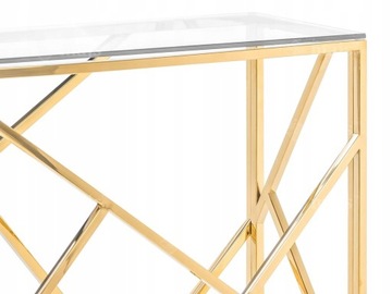 ZŁOTA METALOWA KONSOLA MAJS SZKLANY BLAT 100CM HIT