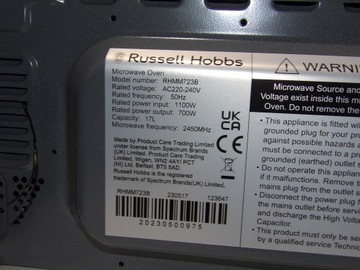 MIKROFALÓWKA Russell Hobbs RHMM723B 17L