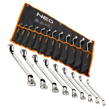 НАБОР КЛЮЧЕЙ НАКОЛЬЦЕВЫХ ИЗОГНУТЫХ NEO, 12 шт. 09-952, 6-32 м, КОРОБКА ДЛЯ ПЛИТЫ