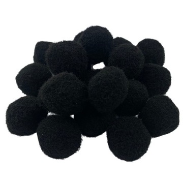 POMPONY DEKORACYJNE POMPONIKI CZARNE 2cm 40 SZT