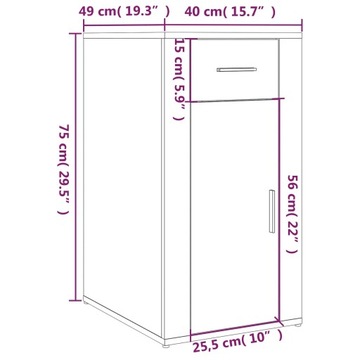 vidaXL Настольный шкаф Дуб Сонома 40x49x75 см