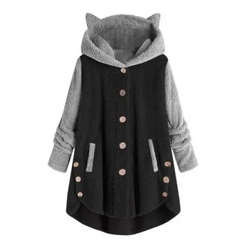 Bear Ears Hooded Poncho Women Outwear Double Sided