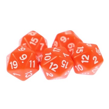 ZESTAW 10 KOSTEK K20 RPG POMARAŃCZOWA KOŚĆ DWUDZIESTOŚCIENNA