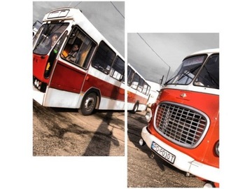 70x50cm Obraz Retro Bus stare autobusy czerwone Mpk zajezdnia ścian
