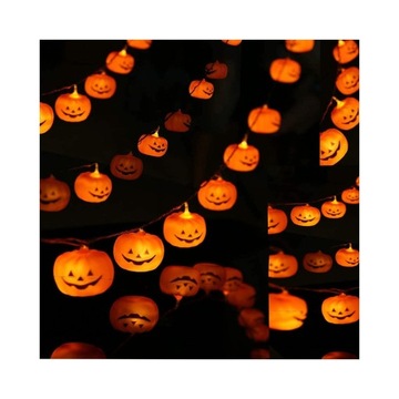 Łańcuch Świetlny LED Girlanda Halloween Dynia 3m Ciepła Biel