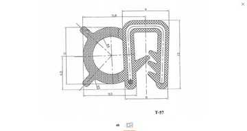 Uszczelka uniwersalna krawędziowa T-57 (1szt. - 0,5mb.)