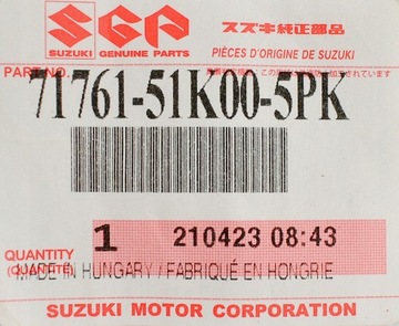 SUZUKI OE 71761-51K00-5PK ZÁSLEPKA HALOGEN BEZ OTVORU