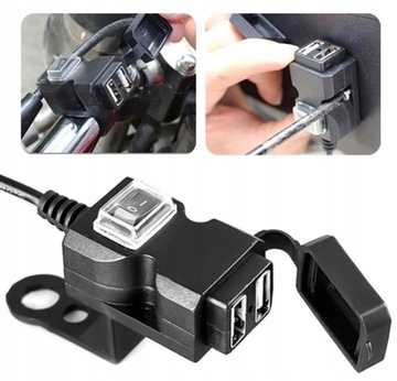 ВОДОНЕПРОНИЦАЕМОЕ ЗАРЯДНОЕ УСТРОЙСТВО ДЛЯ МОТОЦИКЛА 2x USB
