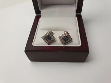 PIĘKNE ZŁOTE KOLCZYKI Z DIAMENTAMI 3,22G PR.585 BIAŁE ZŁOTO