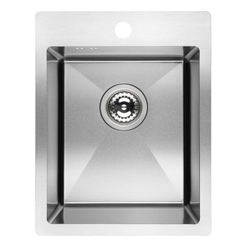 ZLEWOZMYWAK STALOWY 48x37,5 CM PODWIESZANY / WPUSZCZANY INOX Z SYFONEM