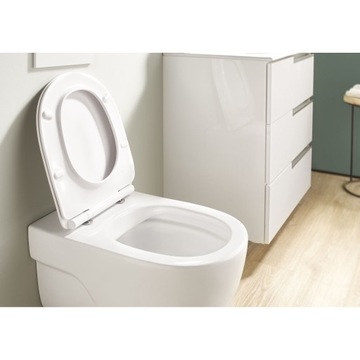 ПОДВЕСНОЙ УНИТАЗ С SLIM ROCA МЕДЛЕННО ЗАКРЫВАЮЩИМСЯ СИДЕНЬЕМ