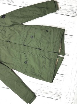 HOLLISTER HERITAGE Kurtka Parka na Futerku Damska Logowana Khaki r. S