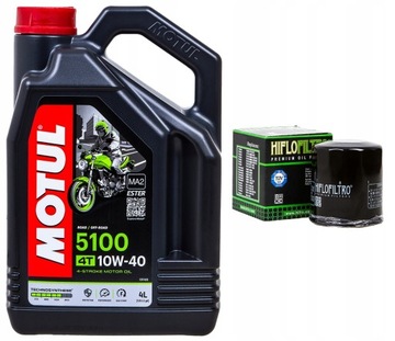 OLEJ MOTUL 5100 10W40 4L 4T + FILTR OLEJU HF204 HIFLO FILTRO