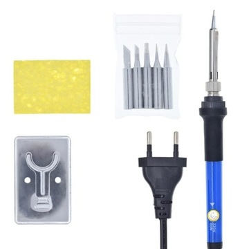 Паяльник 220В 60Вт регулировка температуры + насадки + очиститель