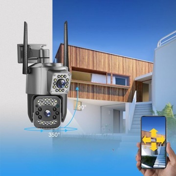 ДВОЙНАЯ WIFI IP-КАМЕРА НАРУЖНАЯ ПОВОРОТНАЯ 2K СЛЕЖЕНИЕ 4MPX ОСВЕЩЕНИЕ
