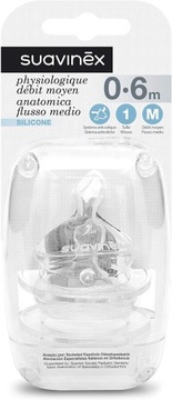 Suavinex Smoczki anatomiczne o średnim przepływie do butelek 0-6m