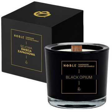 Black Opium Duża Świeca Zapachowa Sojowa W Czarnym Szkle Naturalna NOBLE