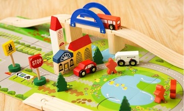 Деревянная автомобильная трасса CITY 40 элементов