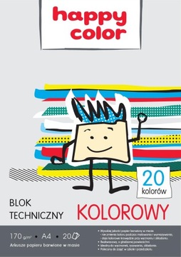 Blok techniczny A4 Kolor 20k 170g Happy Color