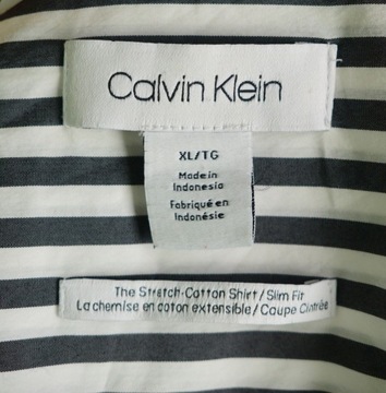 Calvin Klein The Stretch Cotton Shirt Slim Fit Koszula Męska XL