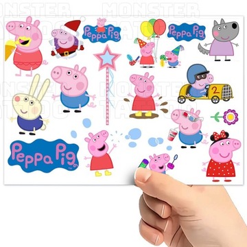 TATUAŻE ZMYWALNE WODNE DLA DZIECI DZIECIĘCE PEPPA PIG WZORY SUPER JAKOŚĆ