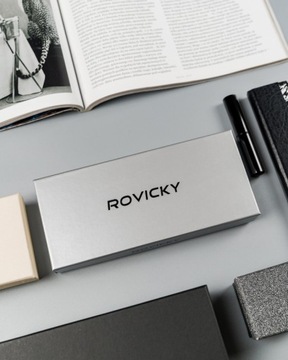 Etui na Długopisy Pióro Skóra Naturalna Skórzane Czarne Eleganckie ROVICKY