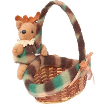 KOSZYK ŚWIĄTECZNY Z RENIFEREM 20 CM