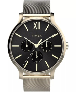 Zegarek damski złoty Timex czarna tarcza TW2W20000