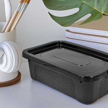 Pojemnik plastikowy organizer pudełko z pokrywą 4,5l czarny połysk box
