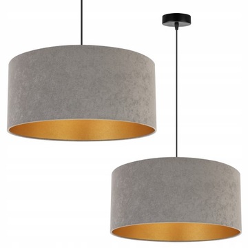 Lampa Wisząca Sufitowa Złoty Żyrandol Abażur Welur