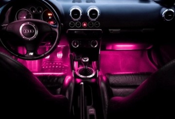 Светодиодная подсветка салона автомобиля RGB 4x30см + багажник BLUETOOTH