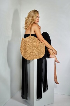 КРУГЛАЯ ЭКО СОЛОМЕННАЯ СУМКА BOHO BEACH BASKET бежевый
