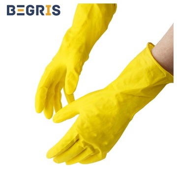 MOCNE RĘKAWICE GOSPODARCZE RĘKAWICZKI GUMOWE FLOKOWANE LATEKSOWE ROBOCZE rL