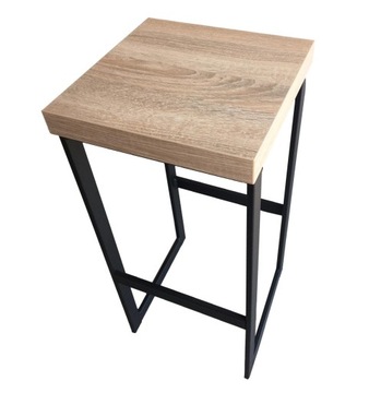 Solidny TABORET 45cm metal stołek hoker MEBEL ZŁOŻONY DĄB SONOMA
