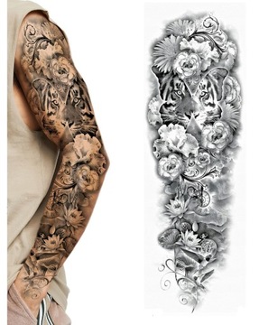 Tatuaż TYMCZASOWY zmywalny tygrys RĘKAW tattoo