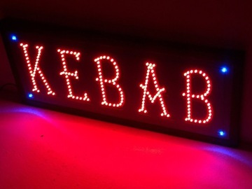 Светодиодная рекламная вывеска KEBAB 71х31 см. Светодиодная неоновая вывеска