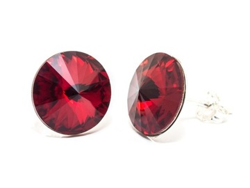 Srebrne Kolczyki z kr. Swarovski Rivoli 12 Siam