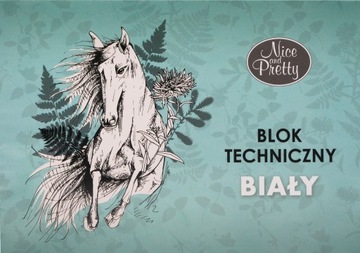 BLOK TECHNICZNY BIAŁY FORMAT A4 10 ARKUSZY KONIE