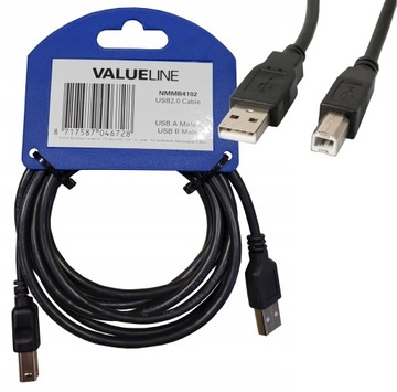 KABEL PRZEWÓD DO DRUKARKI SKANERA 2 m. VALUELINE USB 2.0 USB-A - USB-B