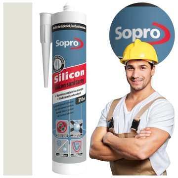 Silikon Sanitarny SOPRO Uniwersalny Grzybobójczy 310ml jasno-szary 16