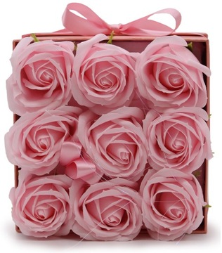 FLOWER BOX - RÓŻOWE RÓŻE - KWIATY Z MYDŁA PREZENT