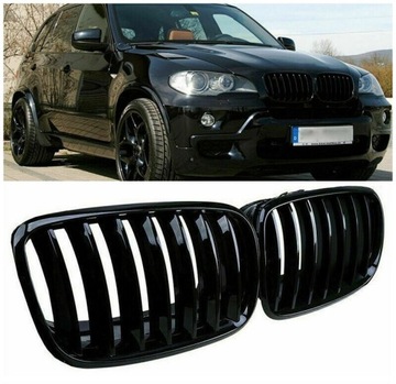 Atrapa w Zderzak CZARNY POŁYSK BMW X5 E70 2006-13r
